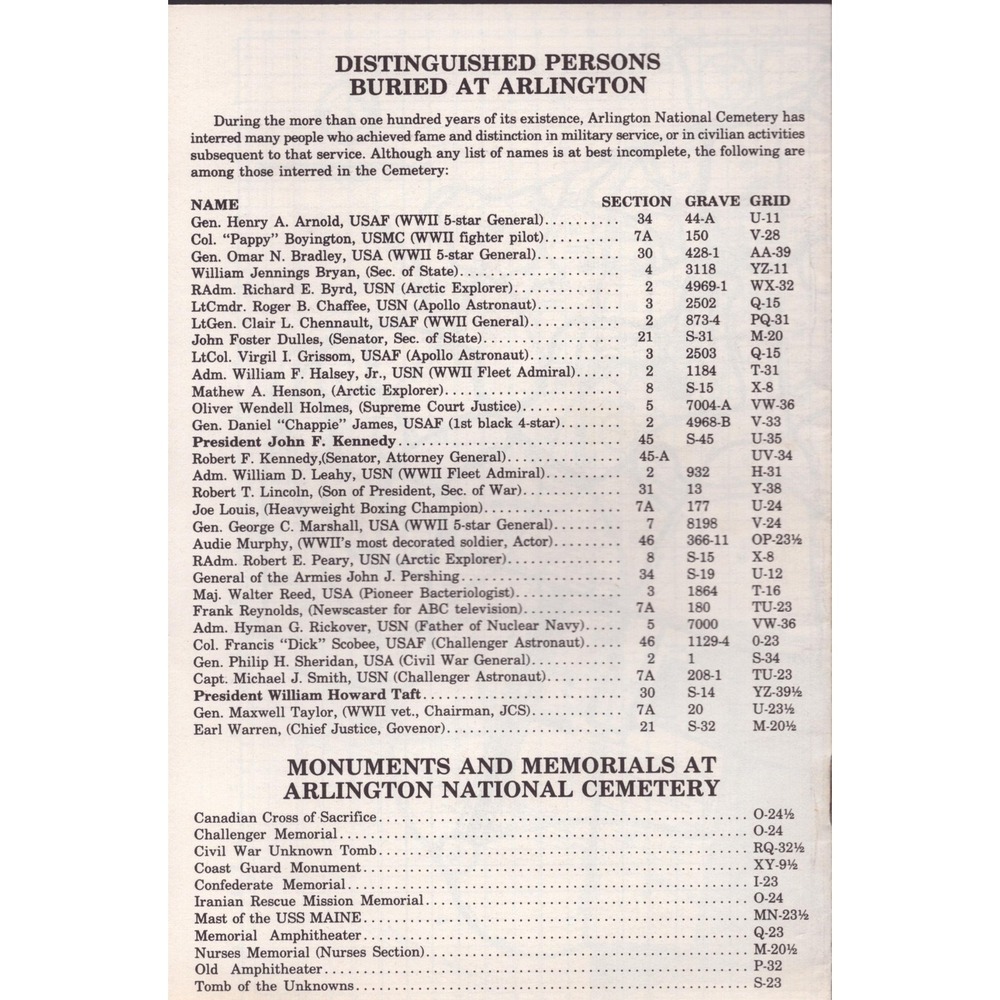 Vtg Arlington National Cemetery VA Guide Booklet Tomb of the Unknown Soldier - Picture 2 of 3
